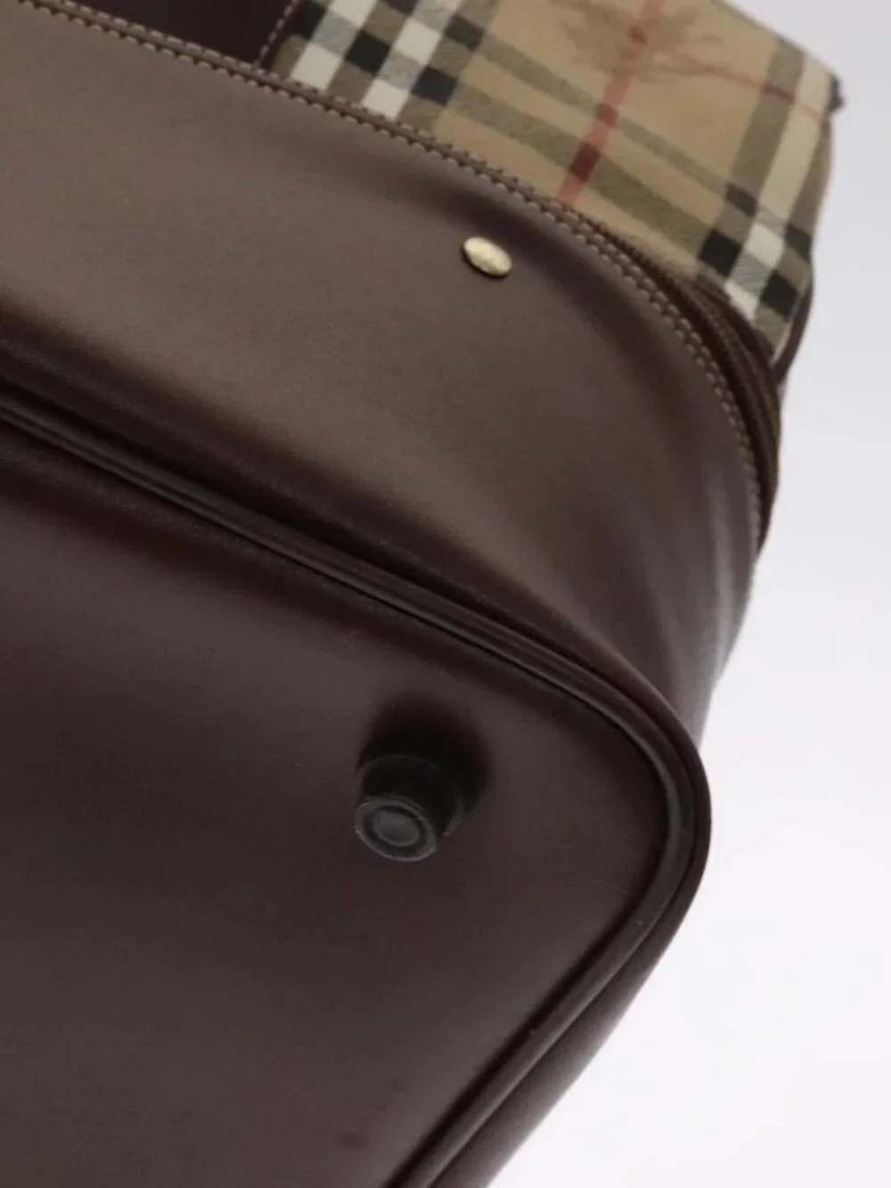 Burberrys Nova Check Boston Bag PVC Leather Beige - Picture 4 of 16